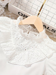 Girls Lace Collar Short Sleeve Top for Summer
