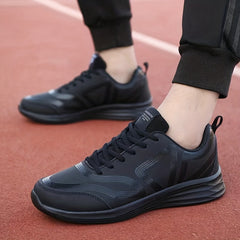 Men's Light Weight Faux Leather Sport Shoes Lace Up Comfy Soft Sole Sneakers