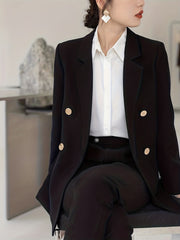 Double Breasted Blazer Lapel Long Sleeve Blazer