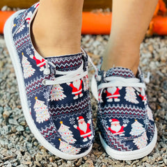 Women's Christmas Print Skateboard Shoes Lightweight Low Top Sneakers