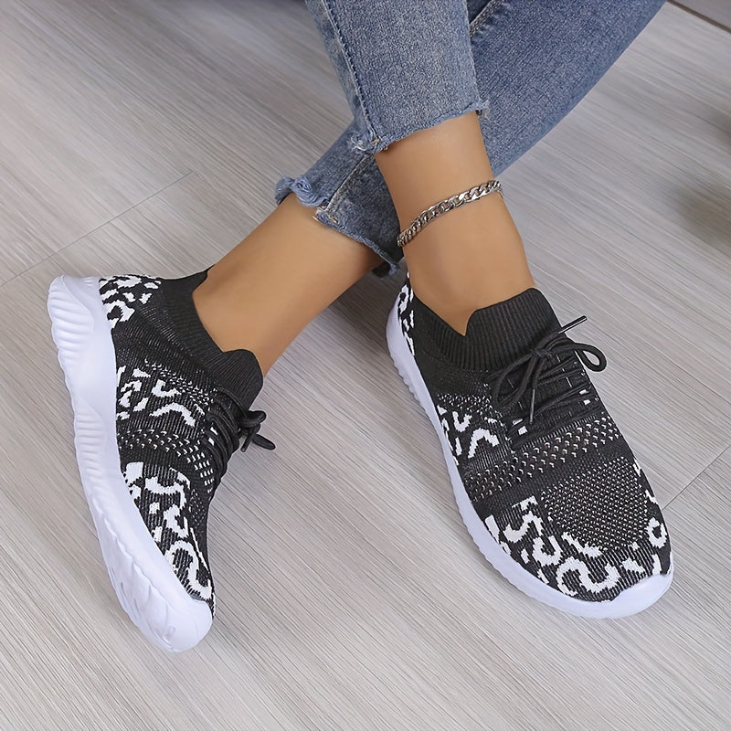 Women's Breathable Knit Sports Shoes Lace Up Running Tennis Lightweight Sock