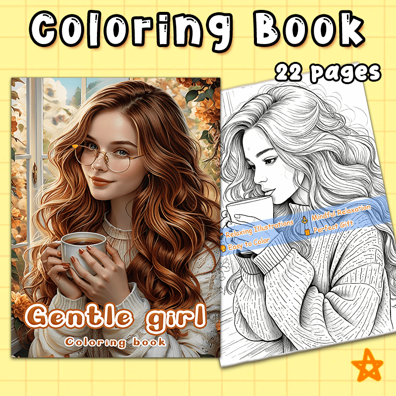 GENTLE GIRL Adult Coloring Book - Perfect Gift for Christmas, Birthdays, Friends