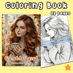 GENTLE GIRL Adult Coloring Book - Perfect Gift for Christmas, Birthdays, Friends