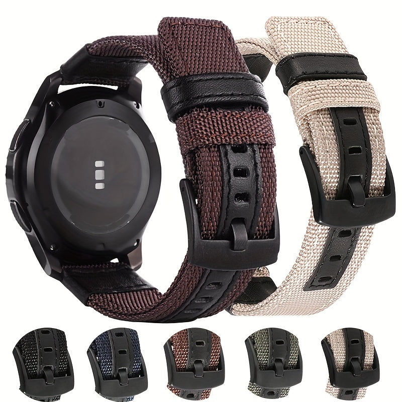 22mm Nylon Leather Watchband Sport Bracelet Quick Release Replacement Wristband