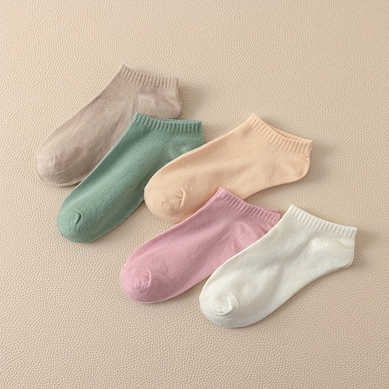 5 Pairs Ankle Socks Lightweight & Breathable Women's Stockings