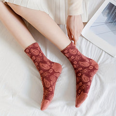 6 Pairs Floral Pattern Socks Comfy & Breathable Women's Stockings