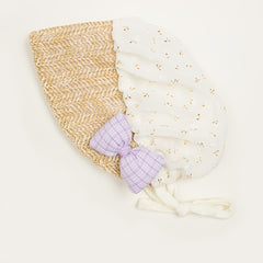 Plaid Bow Mesh Court Baby Headscarf Hat 0-3 Years