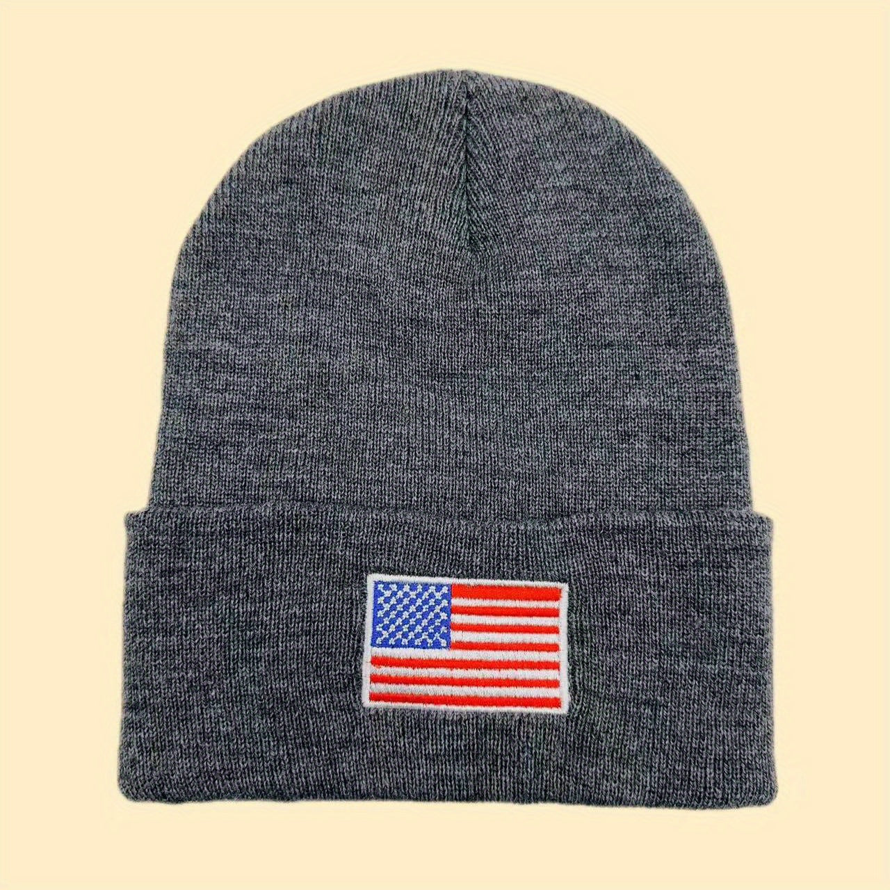 American Flag Embroidered Knitted Hat for Men and Women