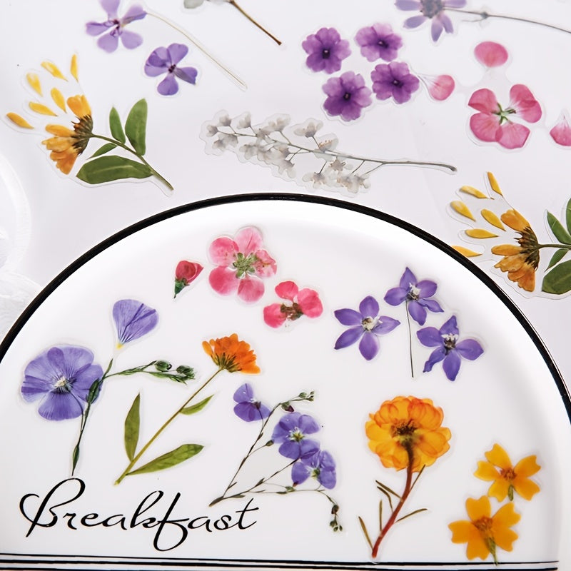 40pcs Vintage Flowers Waterproof Plant Stickers for Planners Journals Scrapbooks