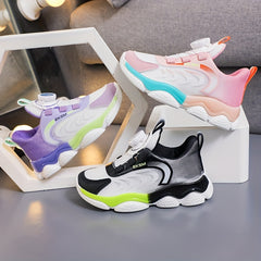 Boy's Chunky Shoes With Rotating Buckle Non Slip Sneakers For Kids