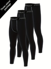 Men's 3pcs Leggings Active Sports Compression Pants
