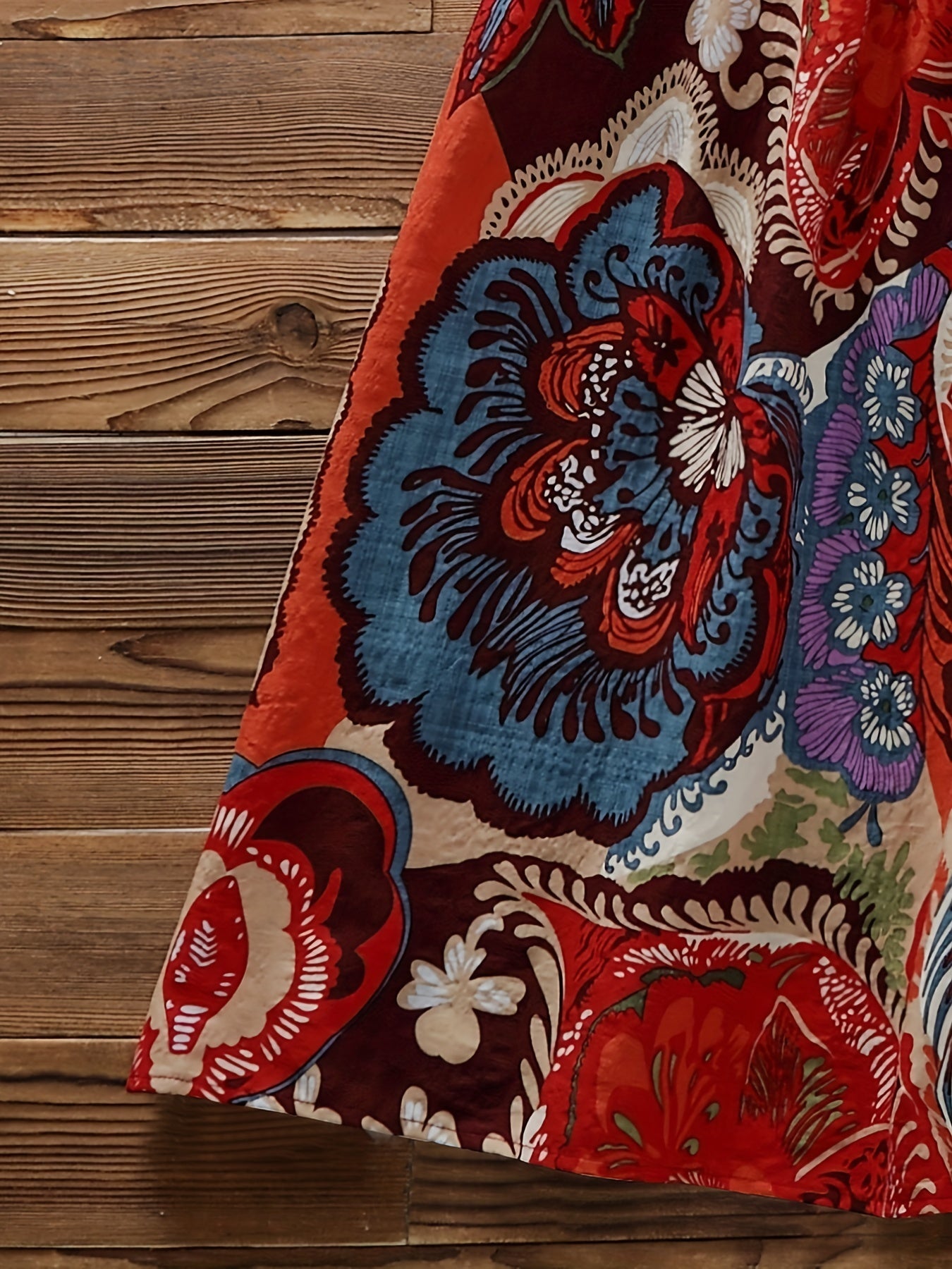 Random Print Short Sleeve Smock Dress