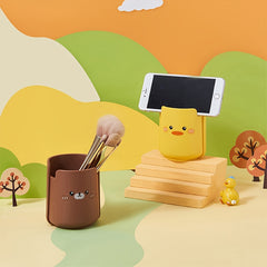 Animal Pattern Pen Holder Desktop Storage Bin Makeup Brush Pencils Container