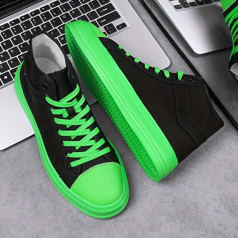 Two Tone High Top Board Shoes Lace Up Non Slip Canvas Shoes