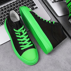 Two Tone High Top Board Shoes Lace Up Non Slip Canvas Shoes