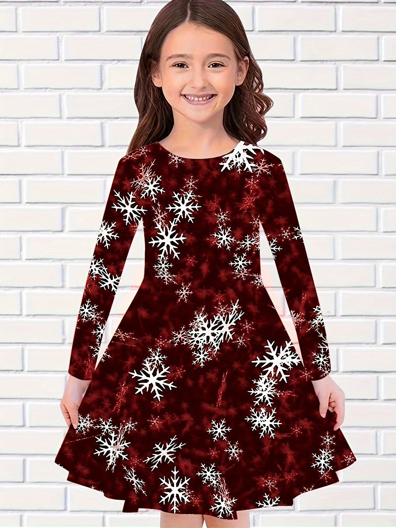 Rainbow Snowflake Print Dress for Fall Party