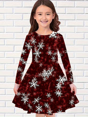 Rainbow Snowflake Print Dress for Fall Party
