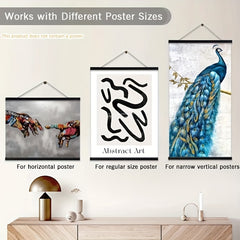 Wooden Magnetic Photo Frame Hanger Scroll Hanging Pole