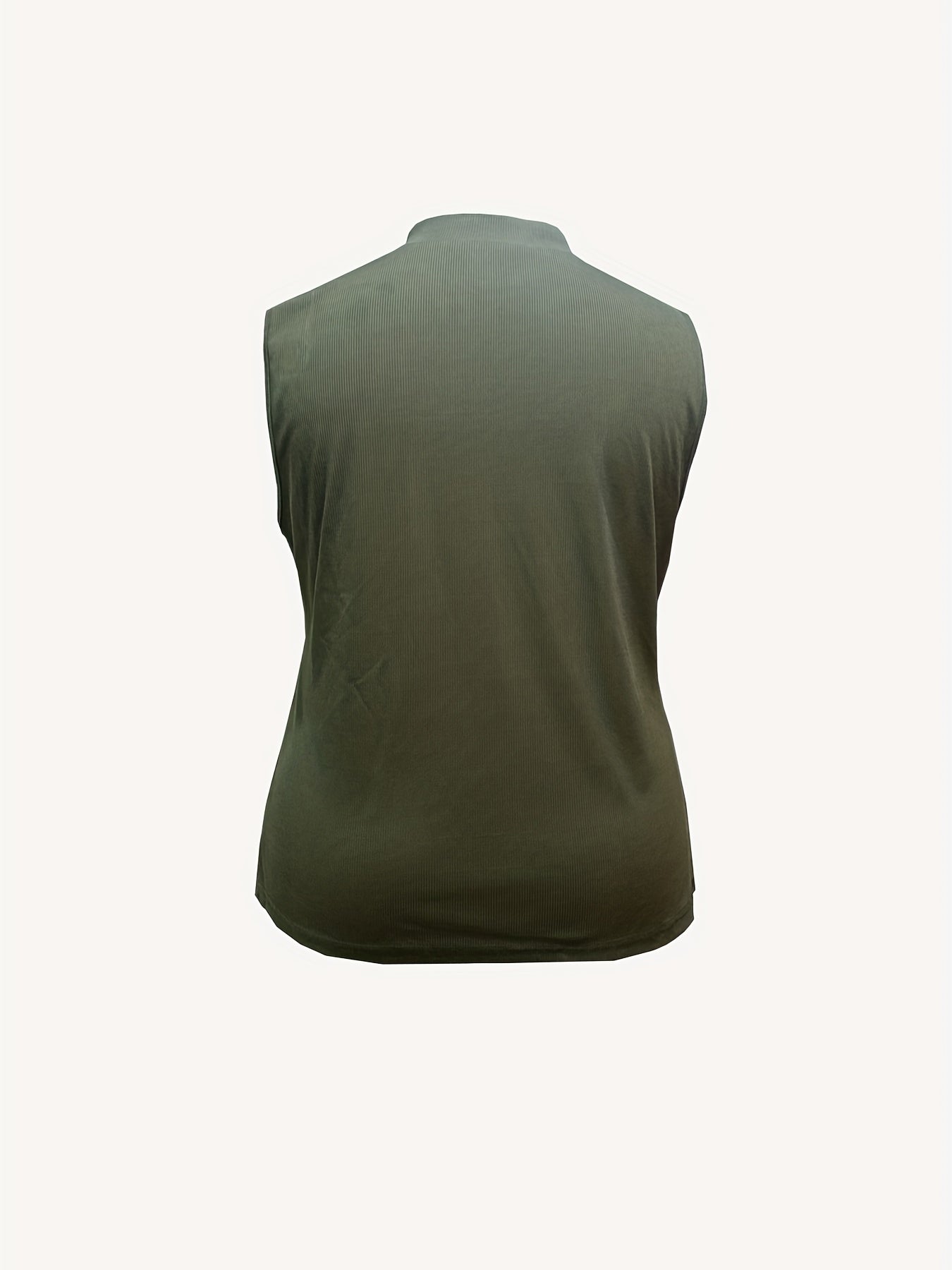 Solid Ribbed Cut Out Mock Neck Tank Top
