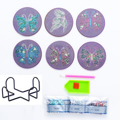 6pcs Butterfly Diamond Painting Coasters DIY Kit