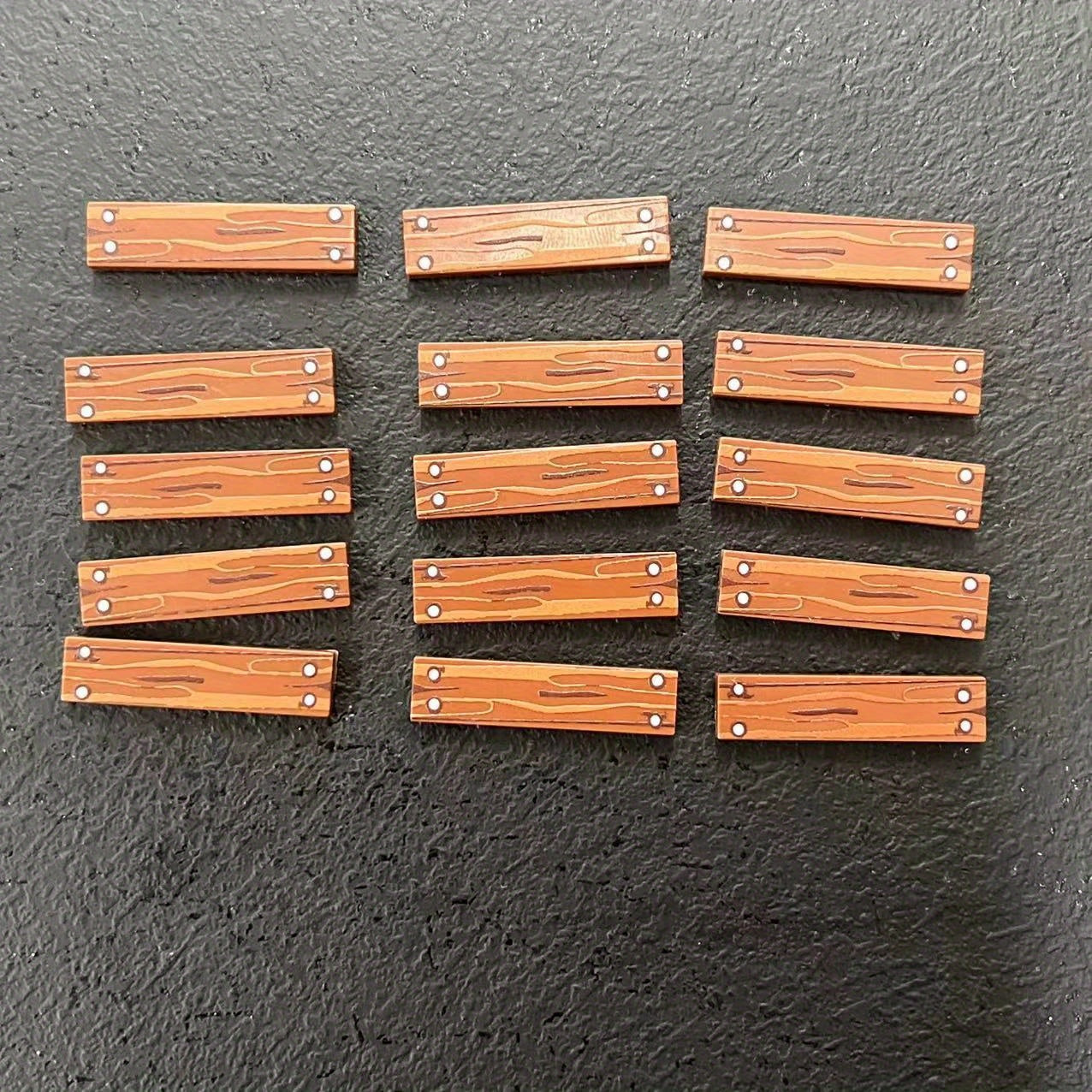 15pcs Wood Grain Building Block Accessories Deep Brown Decorations