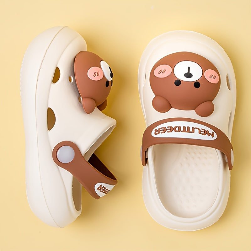 Girls Cartoon Bear Clogs Lightweight Anti Slip Indoor Outdoor Beach Pool