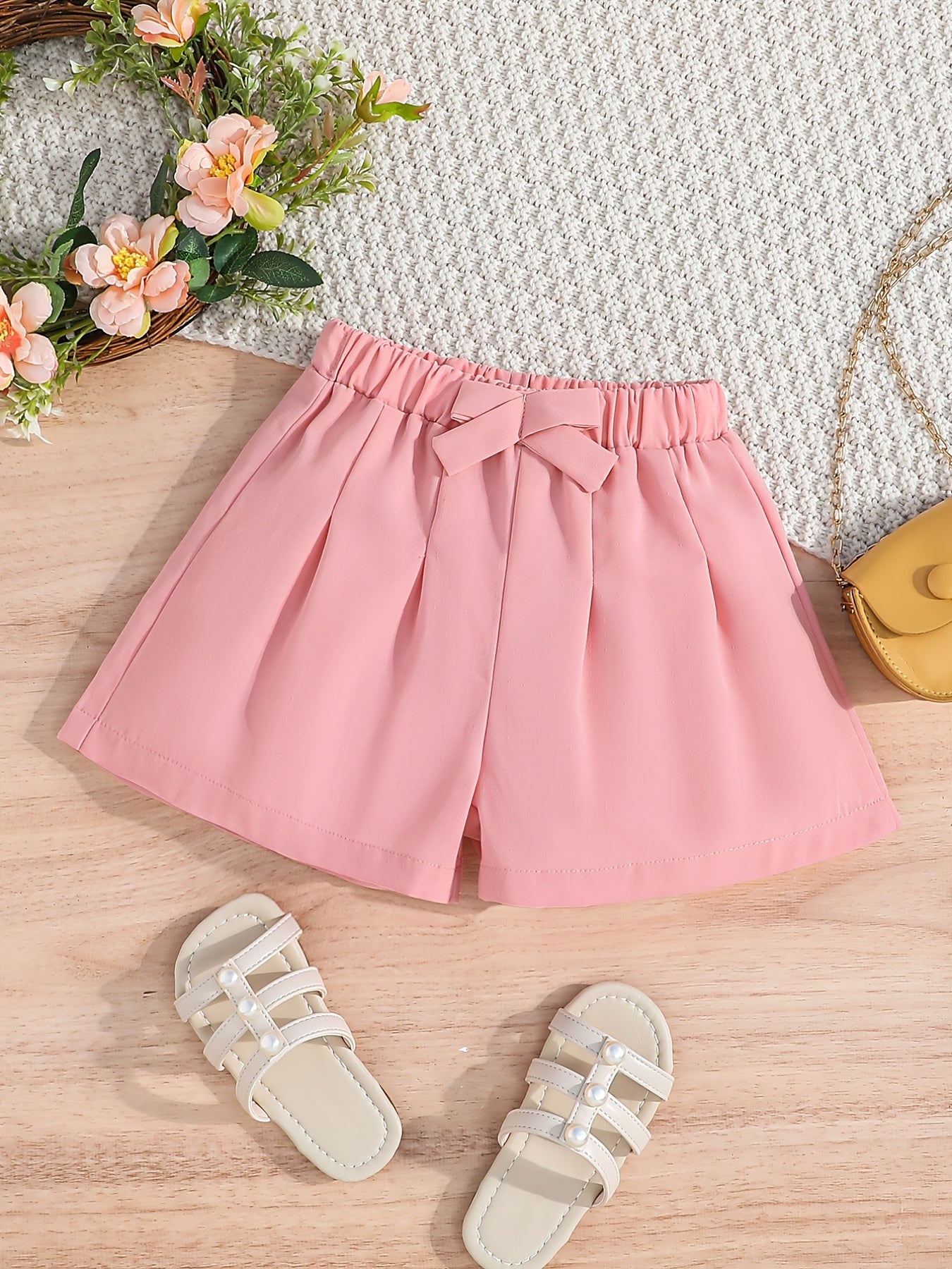 Girls' Casual Pleated Elastic Waist Summer Shorts