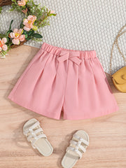Girls' Casual Pleated Elastic Waist Summer Shorts