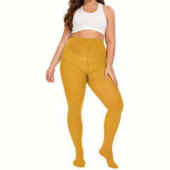 Basic Tights Women's Plus Solid Tummy Control High Waisted Pantyhose
