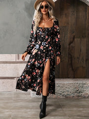 Floral Print Long Sleeve Dress Women's Clothing