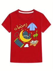 Kids Graphic Print Cotton T Shirt Summer Top Boys Girls