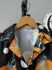 Boys Hawaiian Shirt & Shorts Set Tropical Plant Print Beach Wear Kids Summer