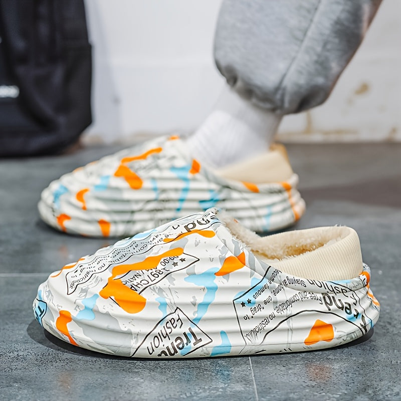 Men's Alphabet Pattern Cotton Slippers