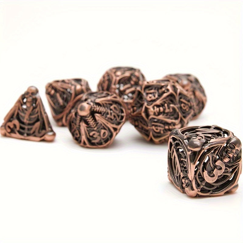 7pcs Skull Hollow Metal Polyhedral Dice Set for RPGs