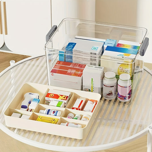 Lockable Medicine Storage Box Clear Portable First Aid Organizer