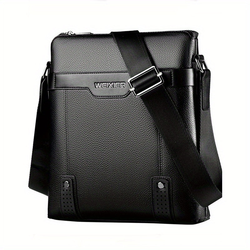 Men's Business PU Leather Crossbody Bag Large Capacity Messenger Bag