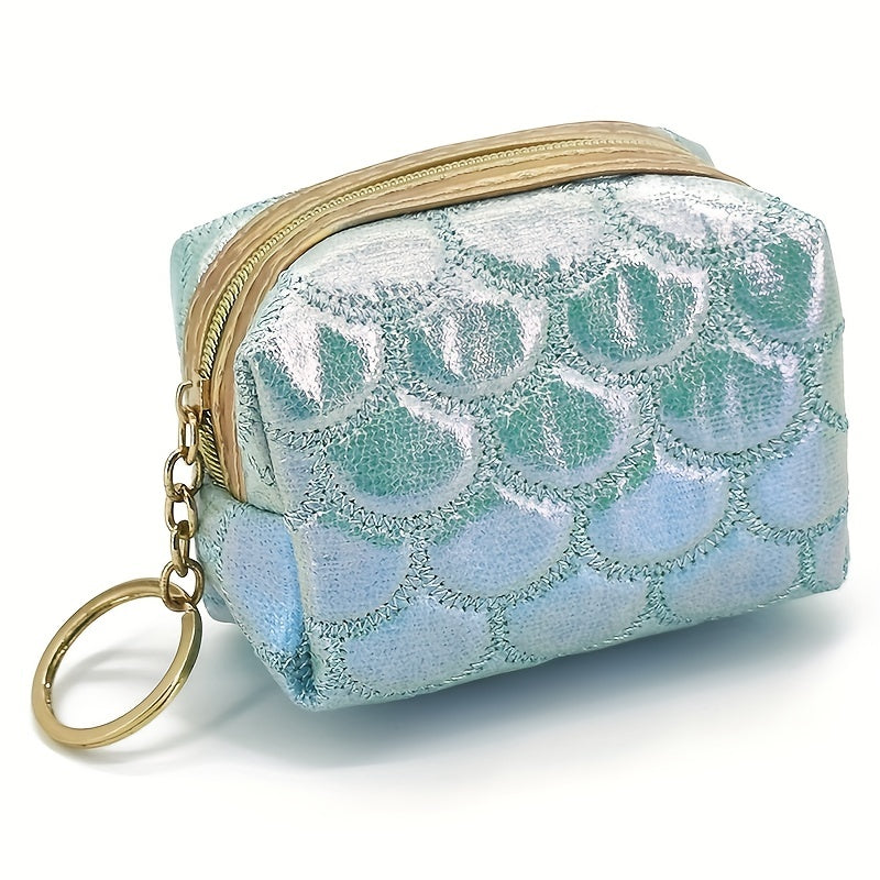 Fish Scale Embroidered Makeup Bag Coin Purse Lipstick Storage Bag