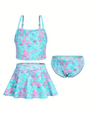 Toddler Girls Rainbow Unicorn Swimsuit Set Tankini Top Shorts Skirt