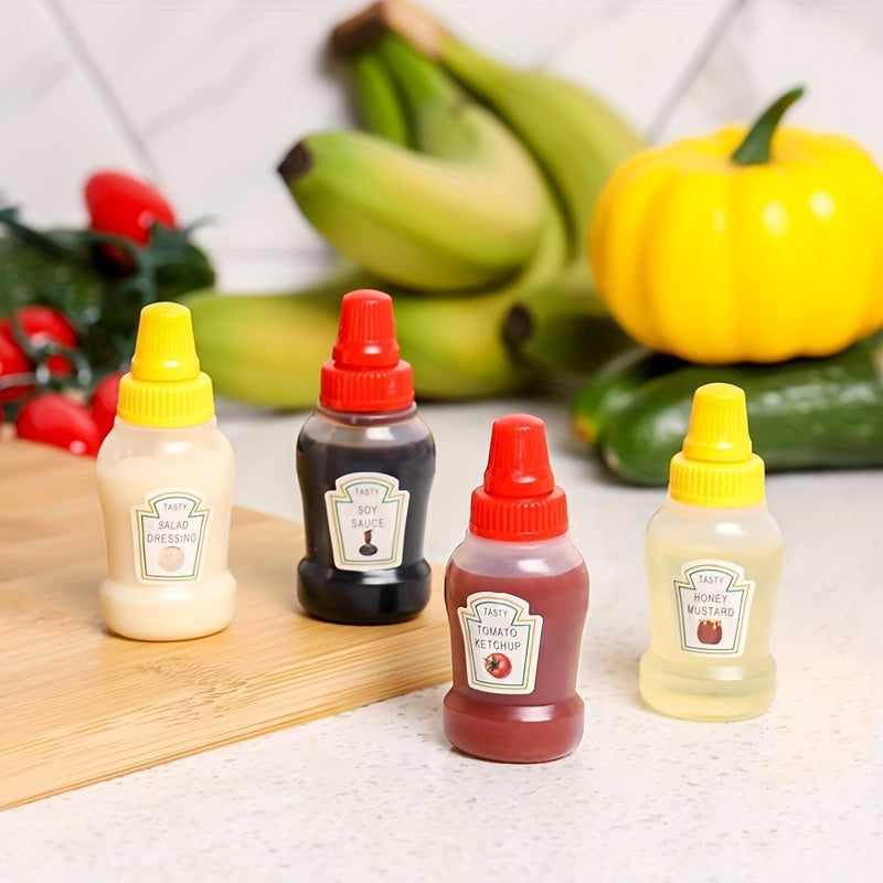 4pcs Mini Sauce Bottles Ketchup Squeeze Portable Containers for Lunchbox