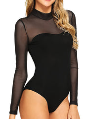Mesh Shaping Bodysuit Long Sleeve Tummy Control Slimmer Body Shaper