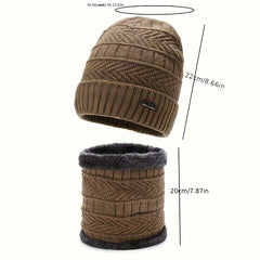 Winter Knitted Beanie Hat & Scarf Set with Ear Protection