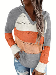 Drawstring Hooded Sweater for Fall & Winter Women's Clothing