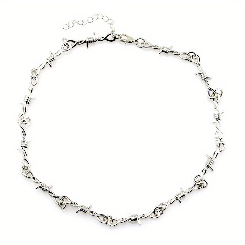 Girl's Silver Barbed Wire Necklace Stainless Steel
