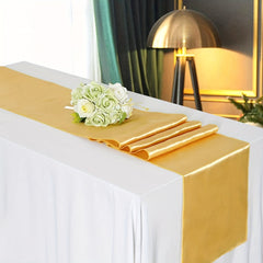 Golden Satin Silk Table Runner for Weddings & Parties