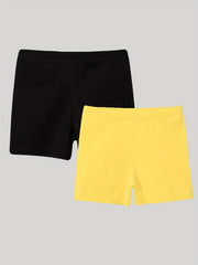 2pcs Girls Classic Elastic Waist Shorts Leggings for Spring Summer