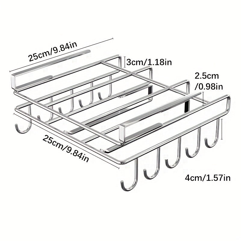 Mug Hooks Under Cabinet Coffee Cups Holder Kitchen Utensil Hooks