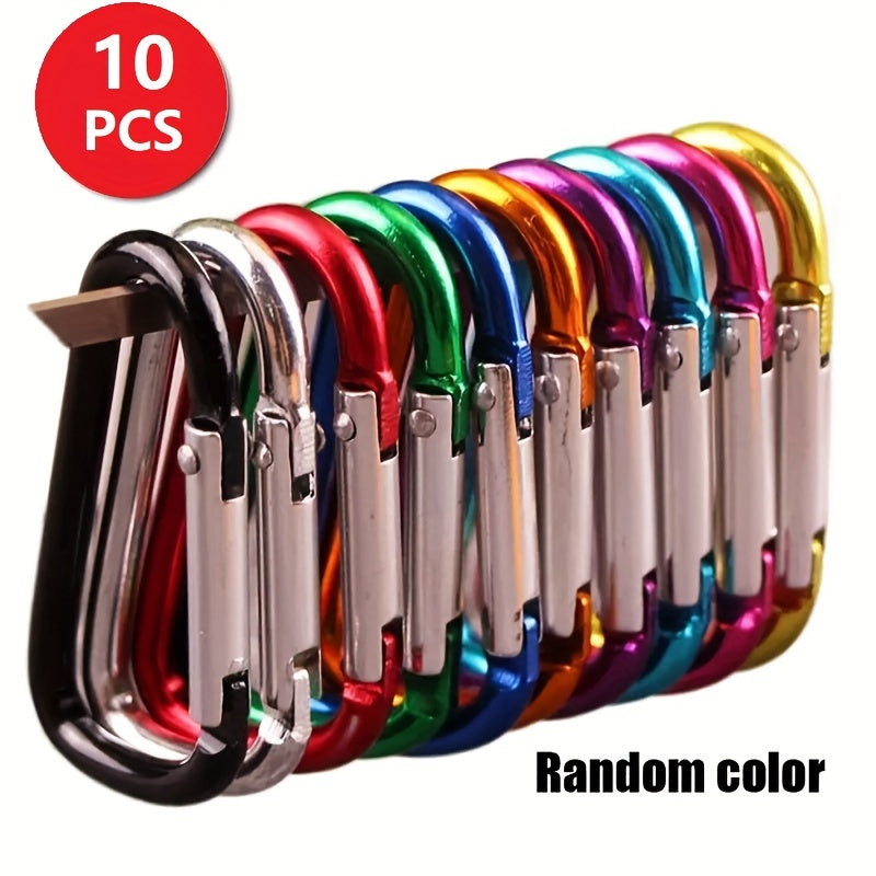 10pc Aluminum Alloy Keychain Hooks for Camping Hiking - Random Colors