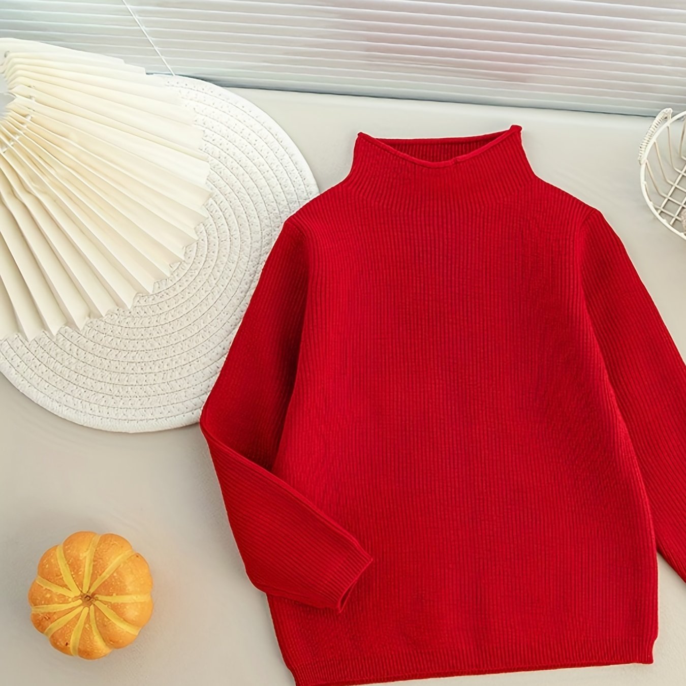 Warm Ribbed Half Turtleneck Sweater for Toddler Boys Girls