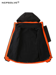 Men's 3 In 1 Block Casual Outdoor Zip Hooded Windbreaker Jacket