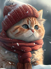 Chubby Cat Snow Graphic T-shirt for Girl